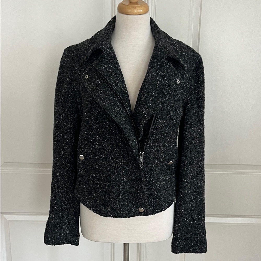 Rag & Bone Black Tweed Bomber Jacket Size 2